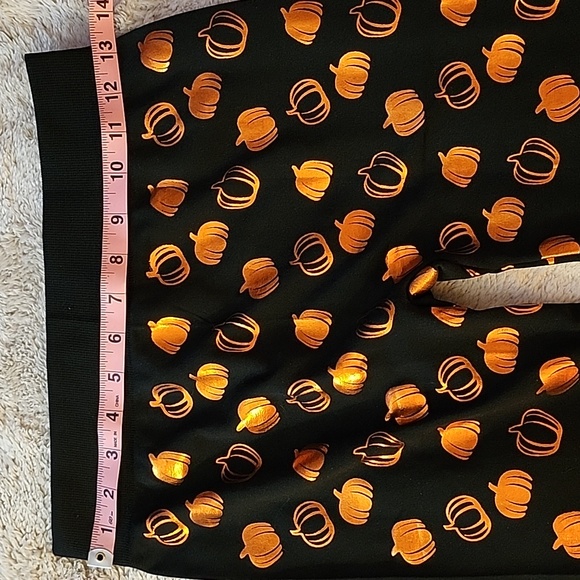 Pumpkin (S/M) Foil Black/Orange Halloween Leggings - Picture 5 of 10